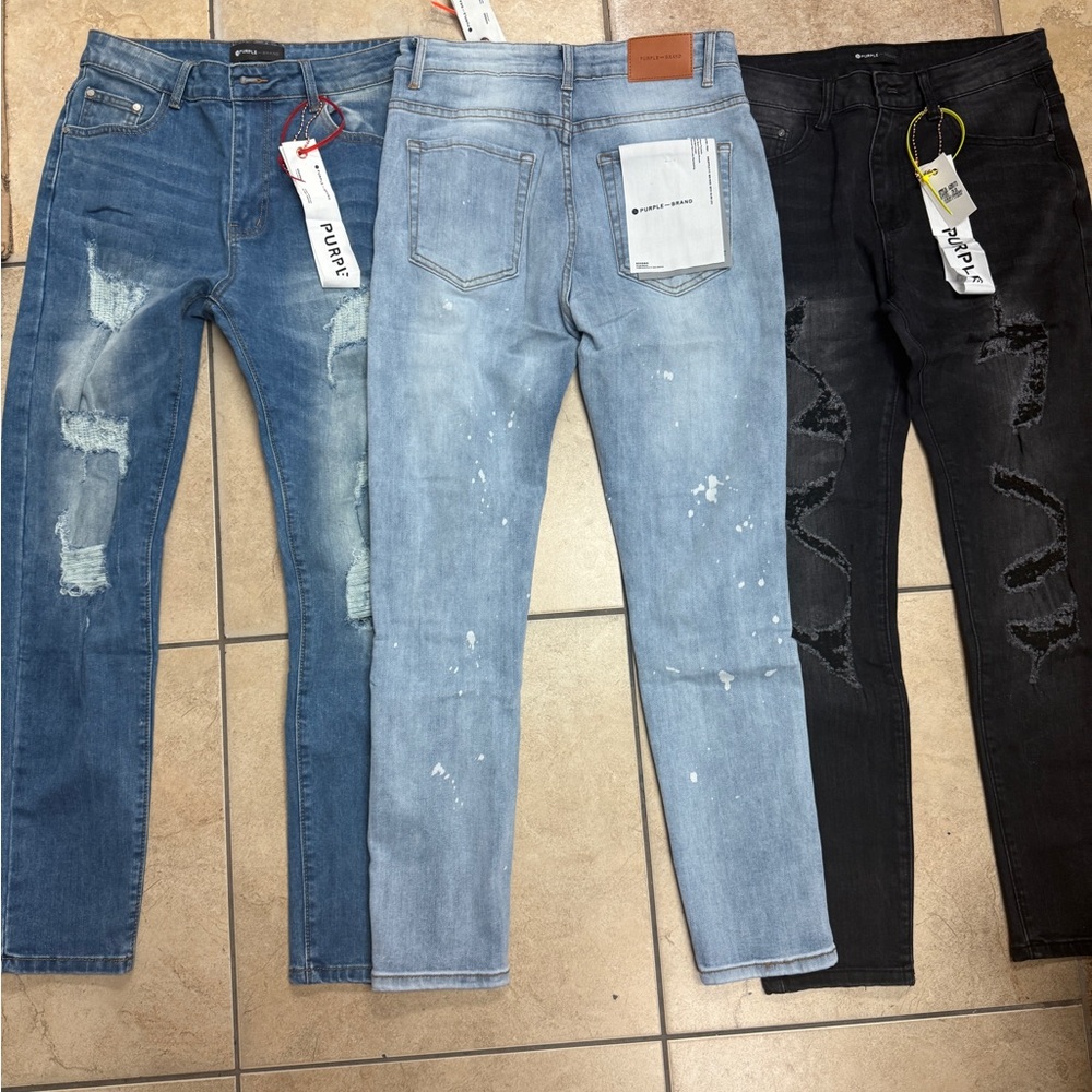 Purple Men's Skinny Jeans - Dark Blue, Light Blue, Black